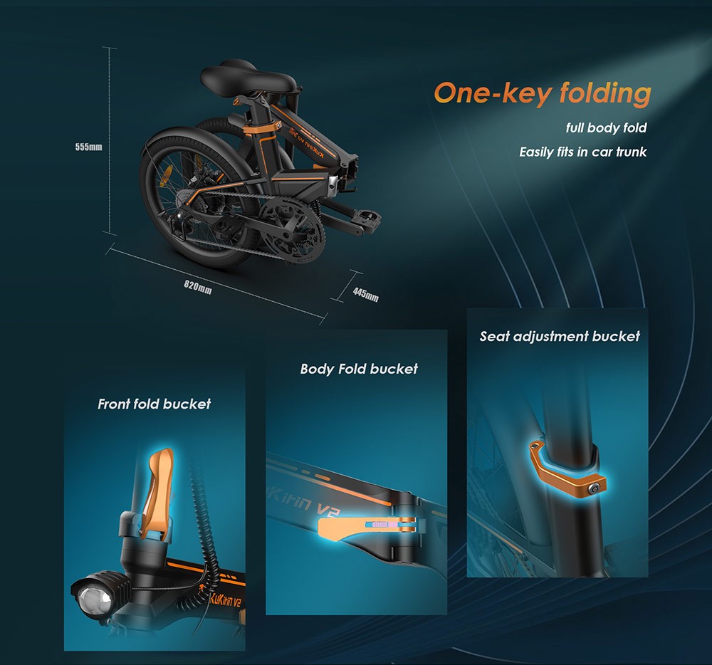 KuKirin V2 City E-bike Foldable 20'' Pneumatic Tires 36V 7.5Ah Vymeniteľná batéria 430W Motor 25km/h Max. rýchlosť 120kg zaťaženie