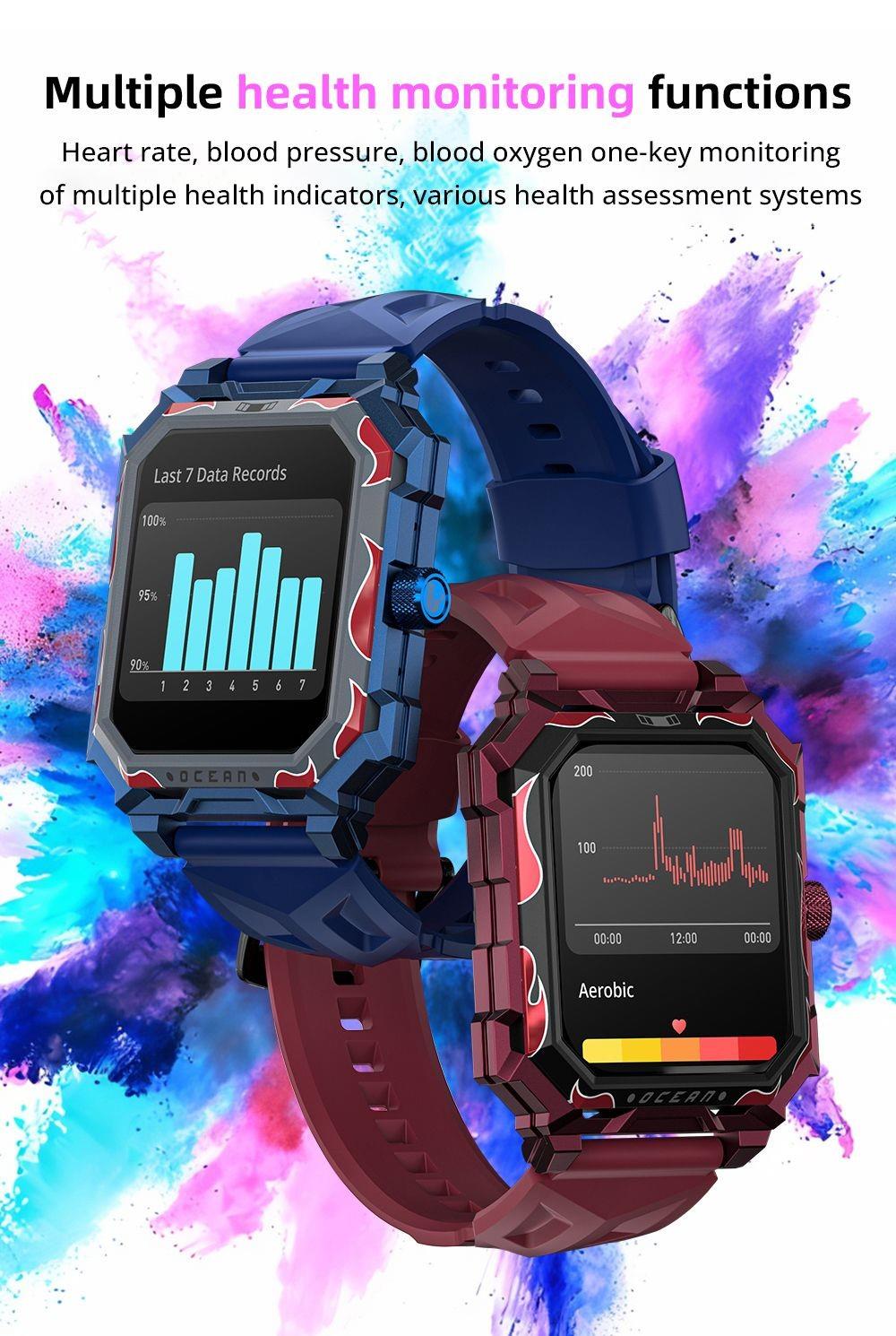 LOKMAT Ocean Max Sport Smartwatch Fitness Tracker Heart Rate, Blood Oxygen Monitor, Bluetooth 5.3 - Blue