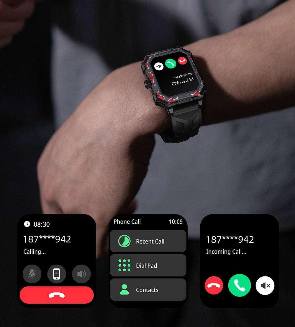 LOKMAT Ocean Max Sport Smartwatch Fitness Tracker Heart Rate, Blood Oxygen Monitor, Bluetooth 5.3 - Red