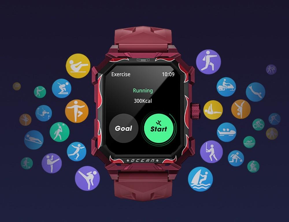 LOKMAT Ocean Max Sport Smartwatch Fitness Tracker Heart Rate, Blood Oxygen Monitor, Bluetooth 5.3 - Red