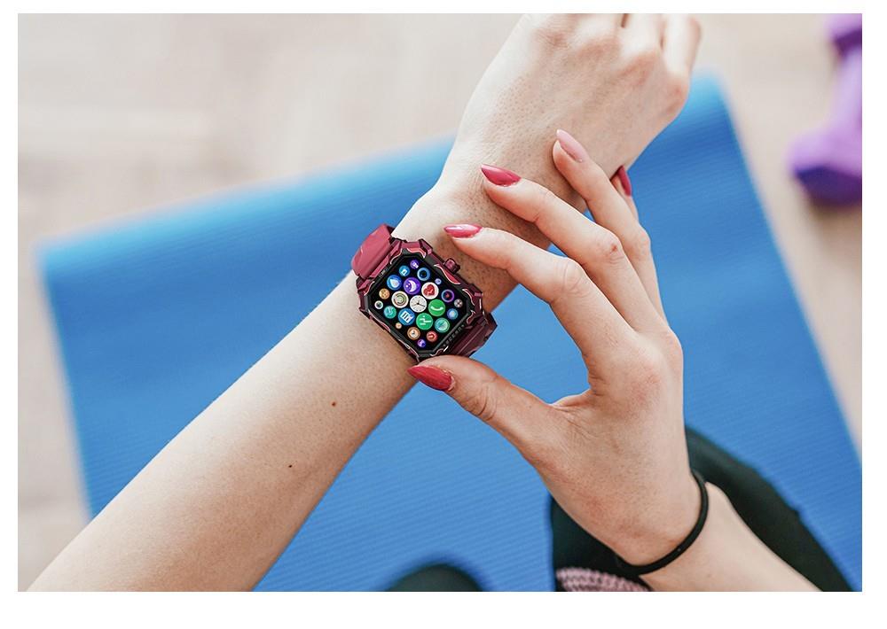 LOKMAT Ocean Max Sport Smartwatch Fitness Tracker Heart Rate, Blood Oxygen Monitor, Bluetooth 5.3 - Red