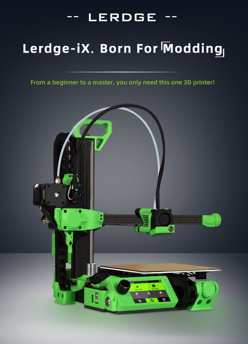 Súprava 3D tlačiarne Lerdge iX, presnosť tlače 0,1 mm, rýchlosť tlače 200 mm/s, flexibilná fólia PEI, 3,5