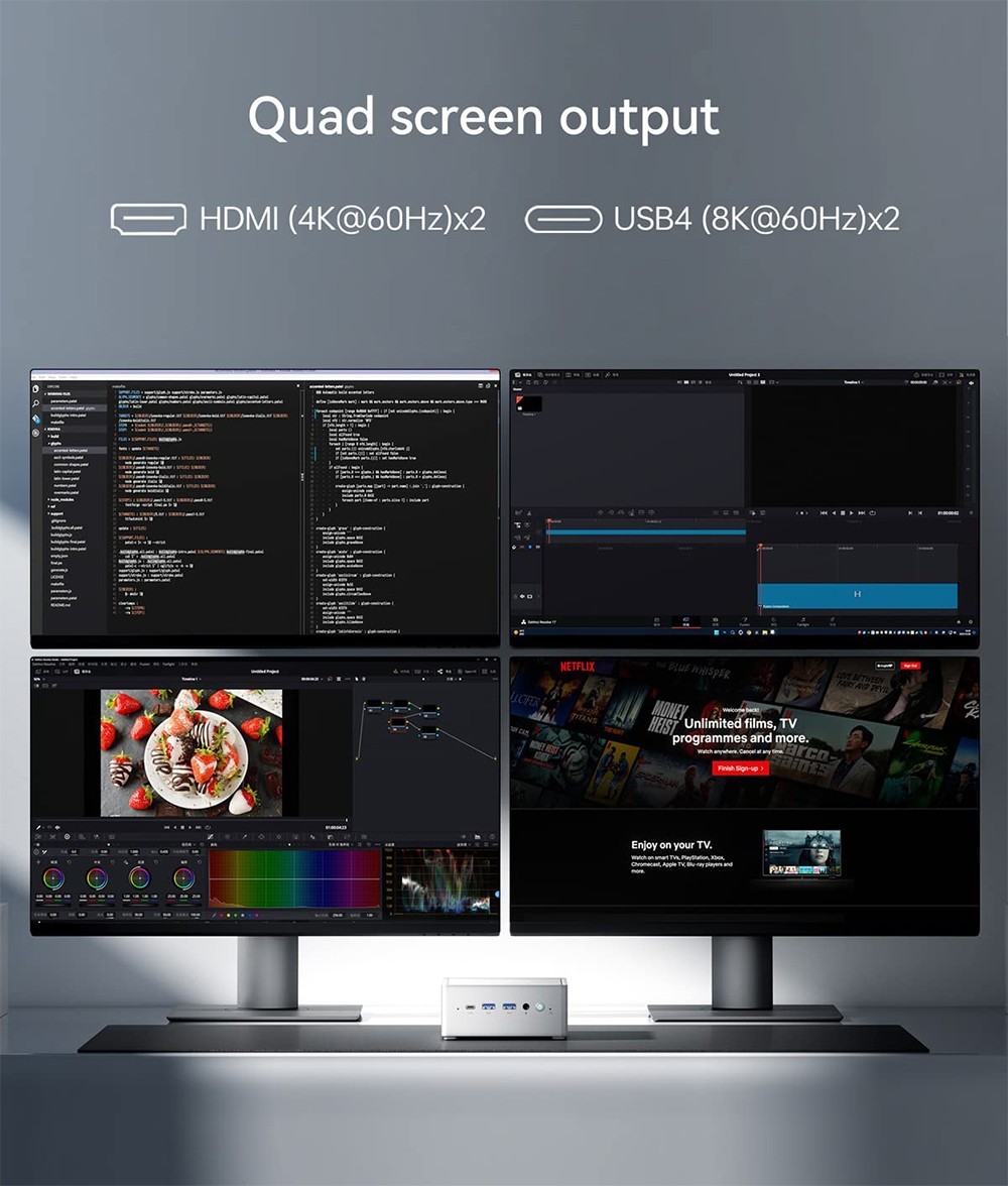 MINISFORUM NPB5 Mini PC Intel Core i5-13500H, 16GB DDR5 512GB SSD, HDMI (4K@60Hz) &times;2, USB4 (8K@60Hz)&times;2, Windows 11 Pro