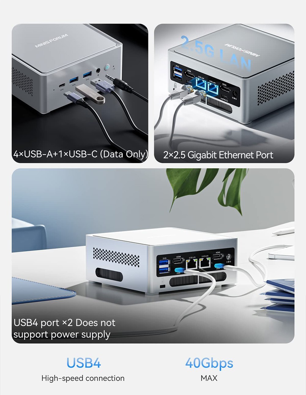 MINISFORUM NPB5 Mini PC Intel Core i5-13500H, 16GB DDR5 512GB SSD, HDMI (4K@60Hz) &times;2, USB4 (8K@60Hz)&times;2, Windows 11 Pro