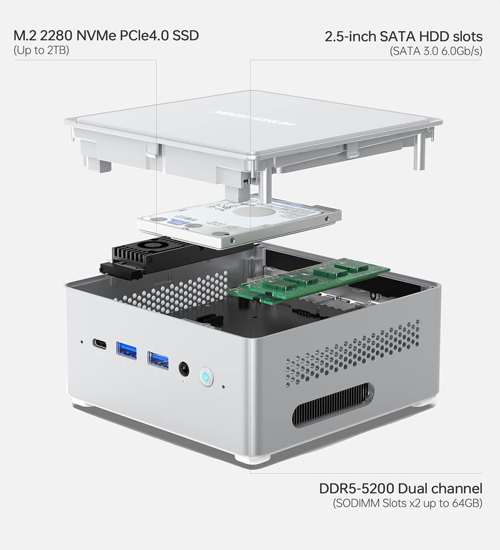 MINISFORUM NPB5 Mini PC Intel Core i5-13500H, 16GB DDR5 512GB SSD, HDMI (4K@60Hz) &times;2, USB4 (8K@60Hz)&times;2, Windows 11 Pro