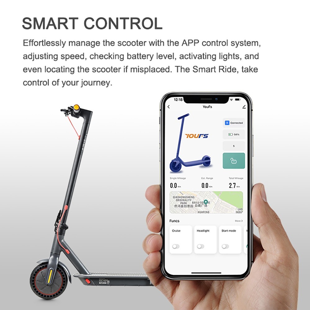 MK083 Electric Scooter 8.5in Tire 36V 350W Motor 25km/h Max Speed 10.4Ah Battery 25km-30km Range 120kg Load APP Control