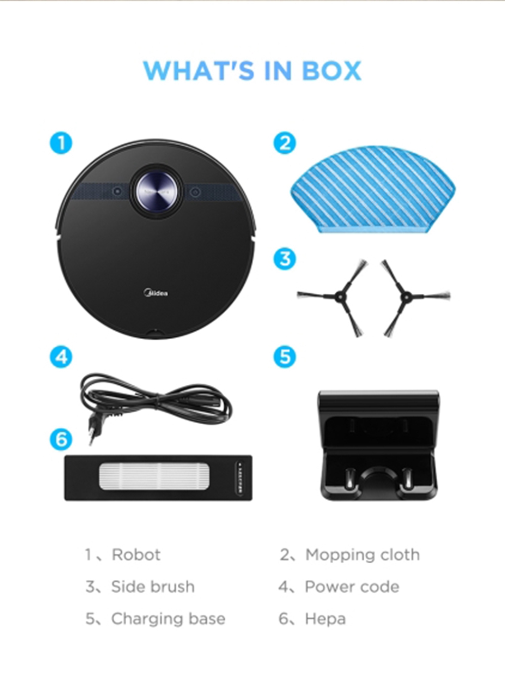 Refurbished Midea M7 Robot Vacuum Cleaner 2 in 1 Sweeping and Mopping 4000Pa Cyclone Suction LDS Smart Navigation Electronic Water Tank 450ml Dust Box APP Control - White