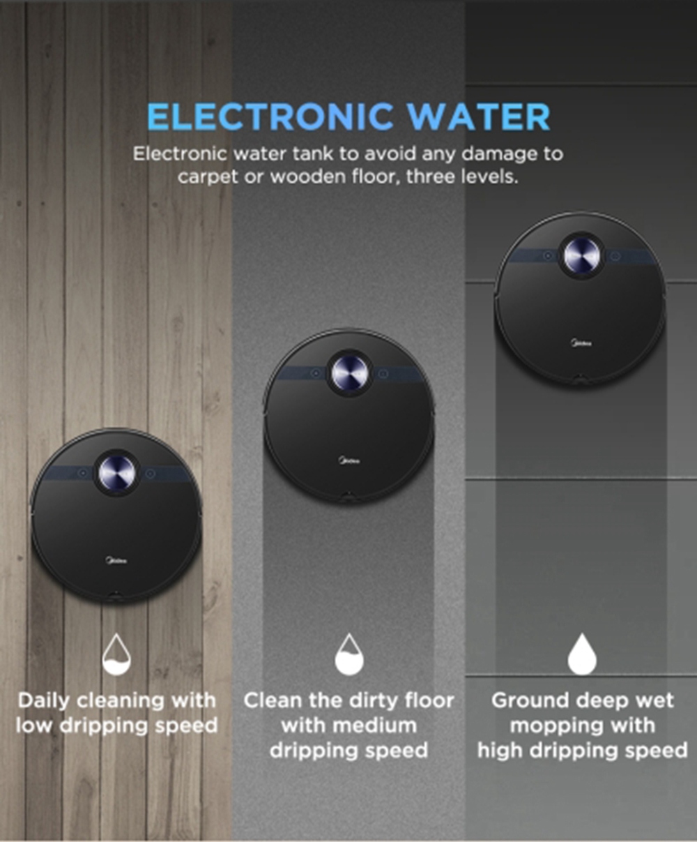 Refurbished Midea M7 Robot Vacuum Cleaner 2 in 1 Sweeping and Mopping 4000Pa Cyclone Suction LDS Smart Navigation Electronic Water Tank 450ml Dust Box APP Control - White