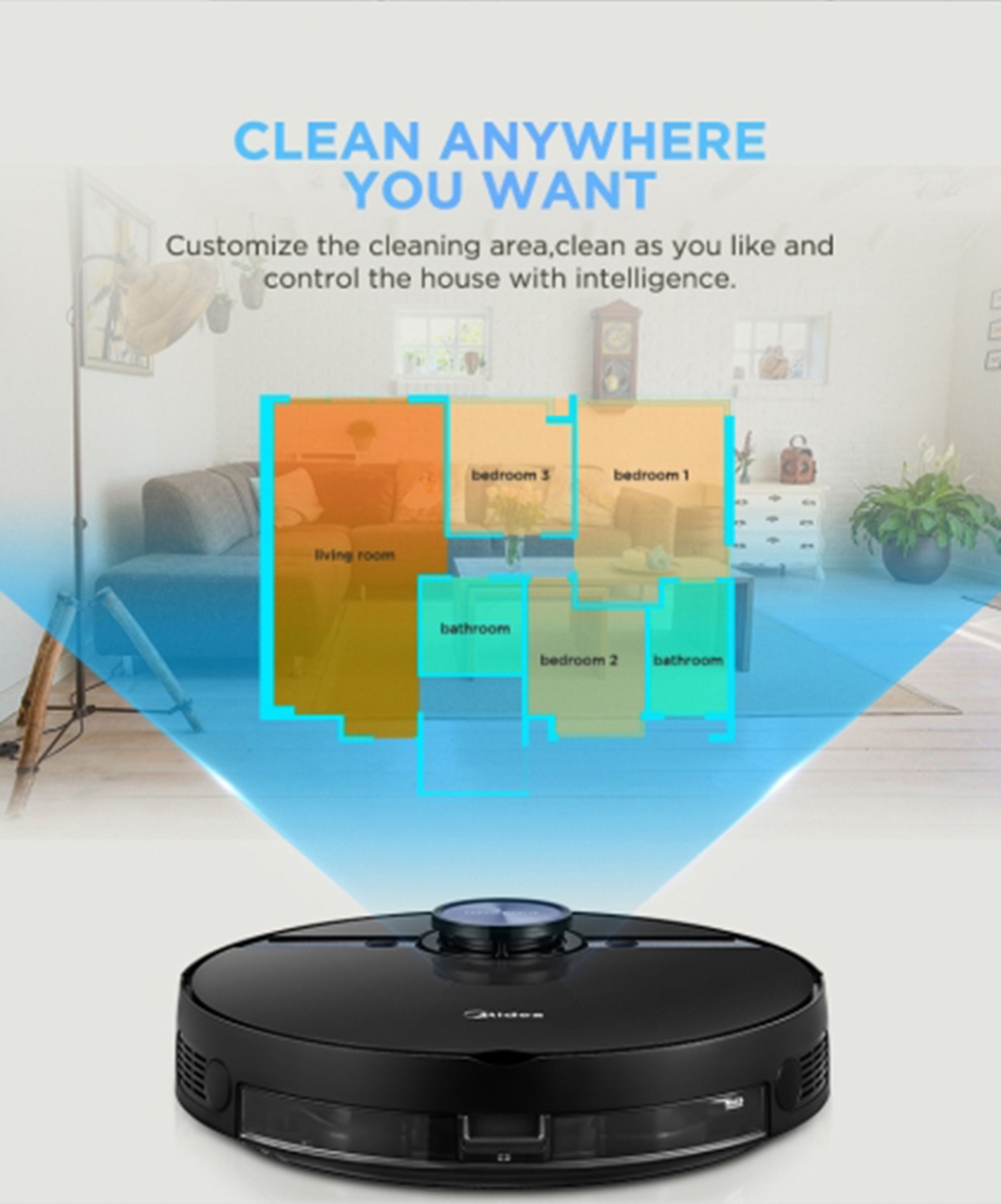 Refurbished Midea M7 Robot Vacuum Cleaner 2 in 1 Sweeping and Mopping 4000Pa Cyclone Suction LDS Smart Navigation Electronic Water Tank 450ml Dust Box APP Control - White