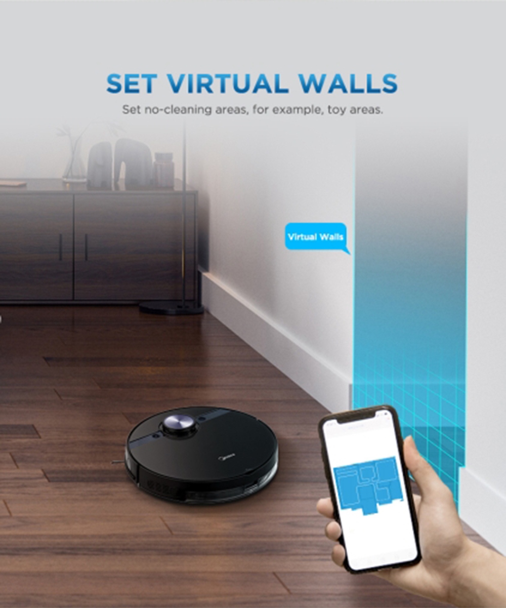 Refurbished Midea M7 Robot Vacuum Cleaner 2 in 1 Sweeping and Mopping 4000Pa Cyclone Suction LDS Smart Navigation Electronic Water Tank 450ml Dust Box APP Control - White