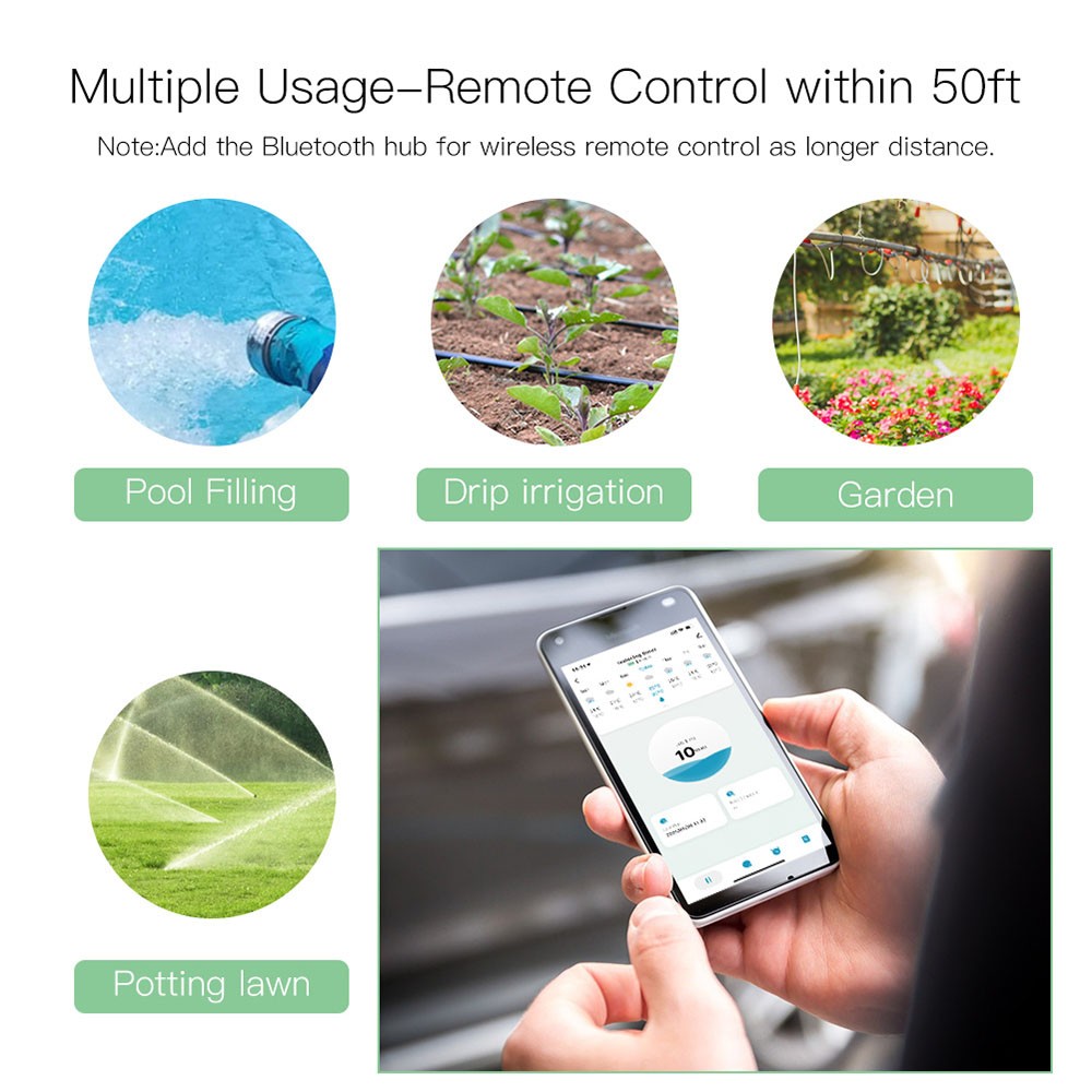 MoesHouse Smart Tuya Bluetooth Water Valve Timer, Programmable Irrigation Timer, Auto/Manual Watering, Rain Delay, App Control - EU Plug