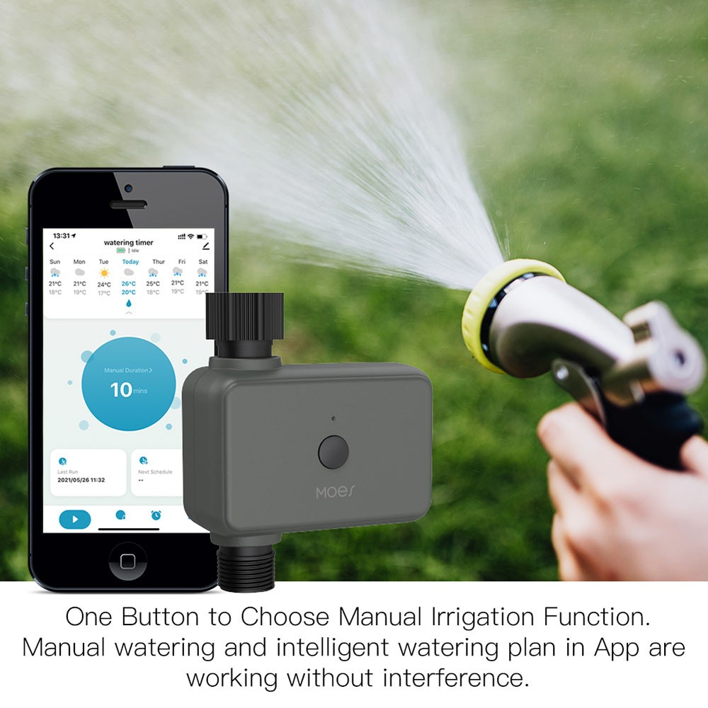 MoesHouse Smart Tuya Bluetooth Water Valve Timer, Programmable Irrigation Timer, Auto/Manual Watering, Rain Delay, App Control - EU Plug