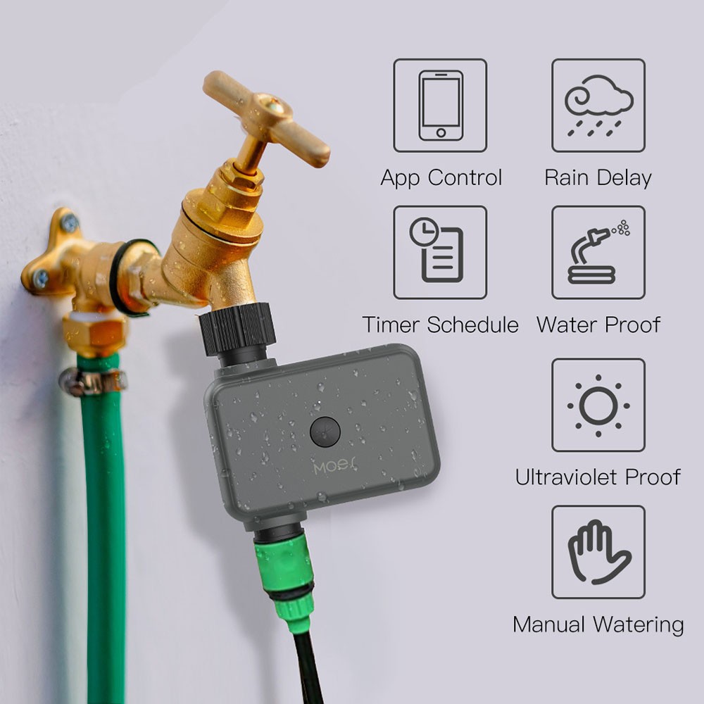 MoesHouse Smart Tuya Bluetooth Water Valve Timer, Programmable Irrigation Timer, Auto/Manual Watering, Rain Delay, App Control - EU Plug