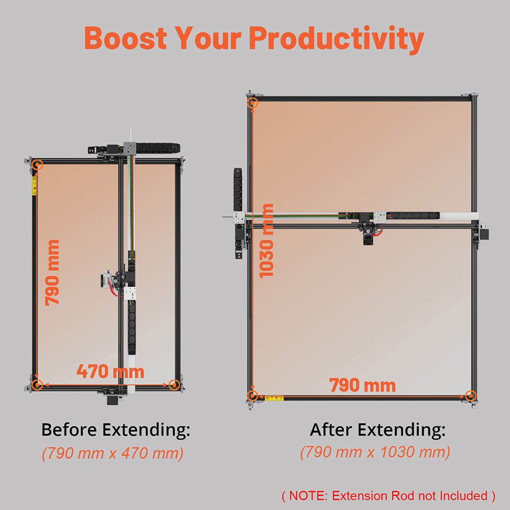 Laserová gravírovacia fréza NEJE 3 Max V2, výkon lasera 24 W, laserový modul E80, 0,06x0.06mm, ovládanie aplikácie, gravírovanie offline, 790x470mm