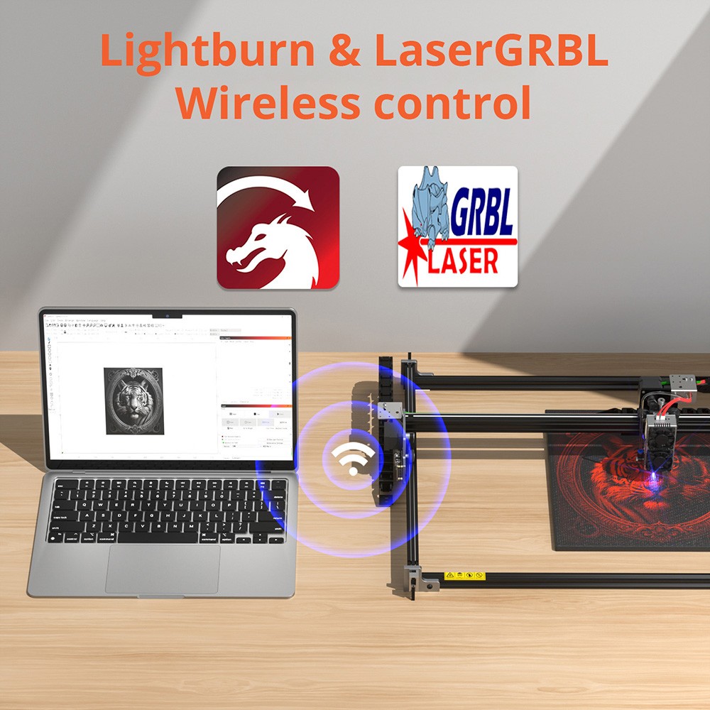 Laserová gravírovacia fréza NEJE 3 Max V2, výkon lasera 24 W, laserový modul E80, 0.06x0.06mm, ovládanie aplikácie, offline gravírovanie, 790x470mm
