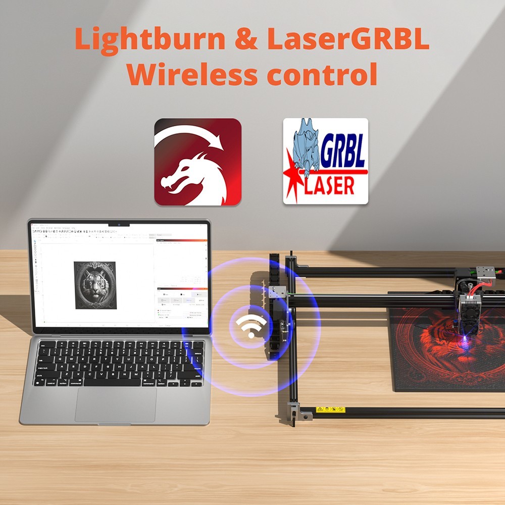 Laserová gravírovacia fréza NEJE 3 Max V2, výkon lasera 11 W, laserový modul E40, 0,03x0.04mm, ovládanie aplikácie, gravírovanie offline, 790x470mm