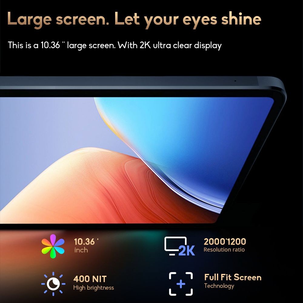 Ninkear T10 Pro Tablet 10.36in 2K IPS Full HD MT6769 Processor 2.0GHz 8-core, 6GB RAM 128GB ROM, Google Android 12 US - Bue