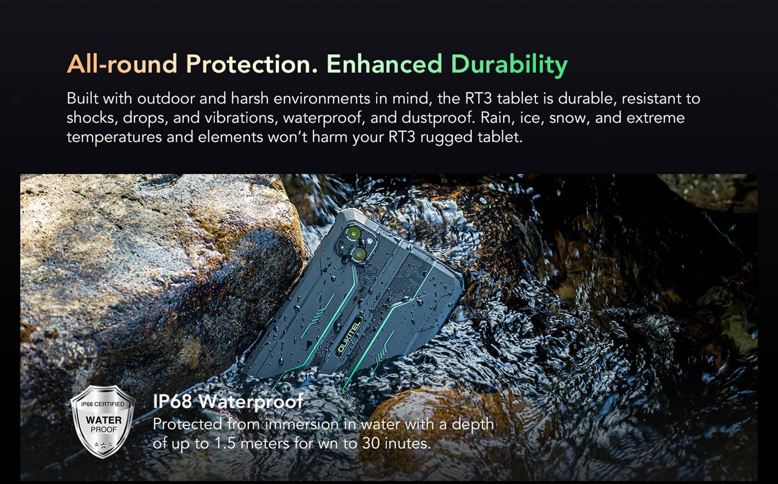 OUKITEL RT3 4G Tablet 8'' HD IPS Screen, MT6762 CPU, 4GB RAM 64GB ROM, Android 12, 5G WiFi Dual SIM Card - Orange