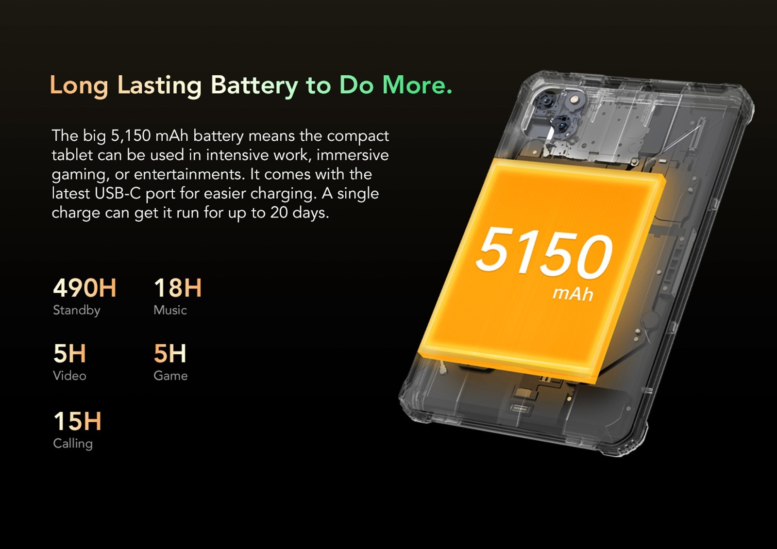 OUKITEL RT3 4G Tablet 8'' HD IPS Screen, MT6762 CPU, 4GB RAM 64GB ROM, Android 12, 5G WiFi Dual SIM Card - Orange