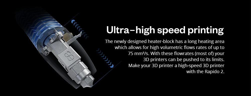 Phaetus Rapido 2 Plus UHF Hotend, 350 Celsius Max Printing Temperature, Compatible with Thermoplastic Filaments and Composite Materials