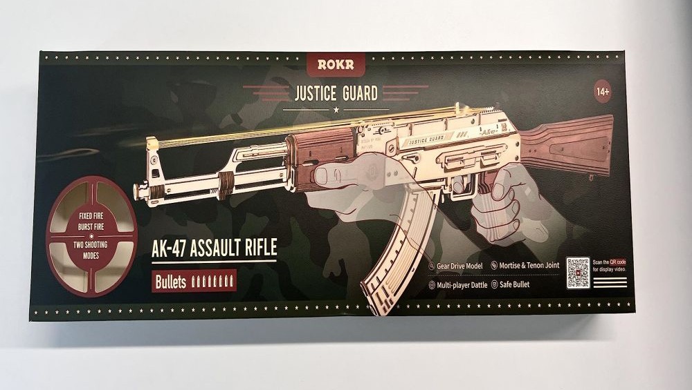 ROKR Assault Rifle AK-47 Wooden Puzzle Kit, Double Firing Model, 315Pcs