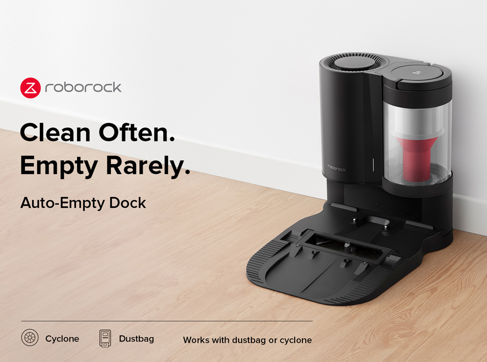 Refurbished Roborock Auto-Empty Dock for Roborock S7/S7 MaxV Automatic Suction Station Intelligent Dust Collection Constant Suction Power 1.8L Dust Bag Support  Allergy Care Works with Dustbag or Cyclone - Black