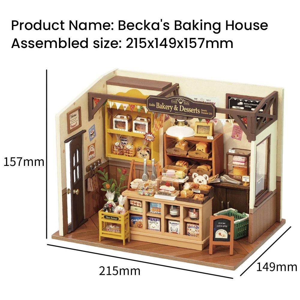 Rolife DG161 Becka's Baking House DIY Miniature Dollhouse Kit, 141pcs