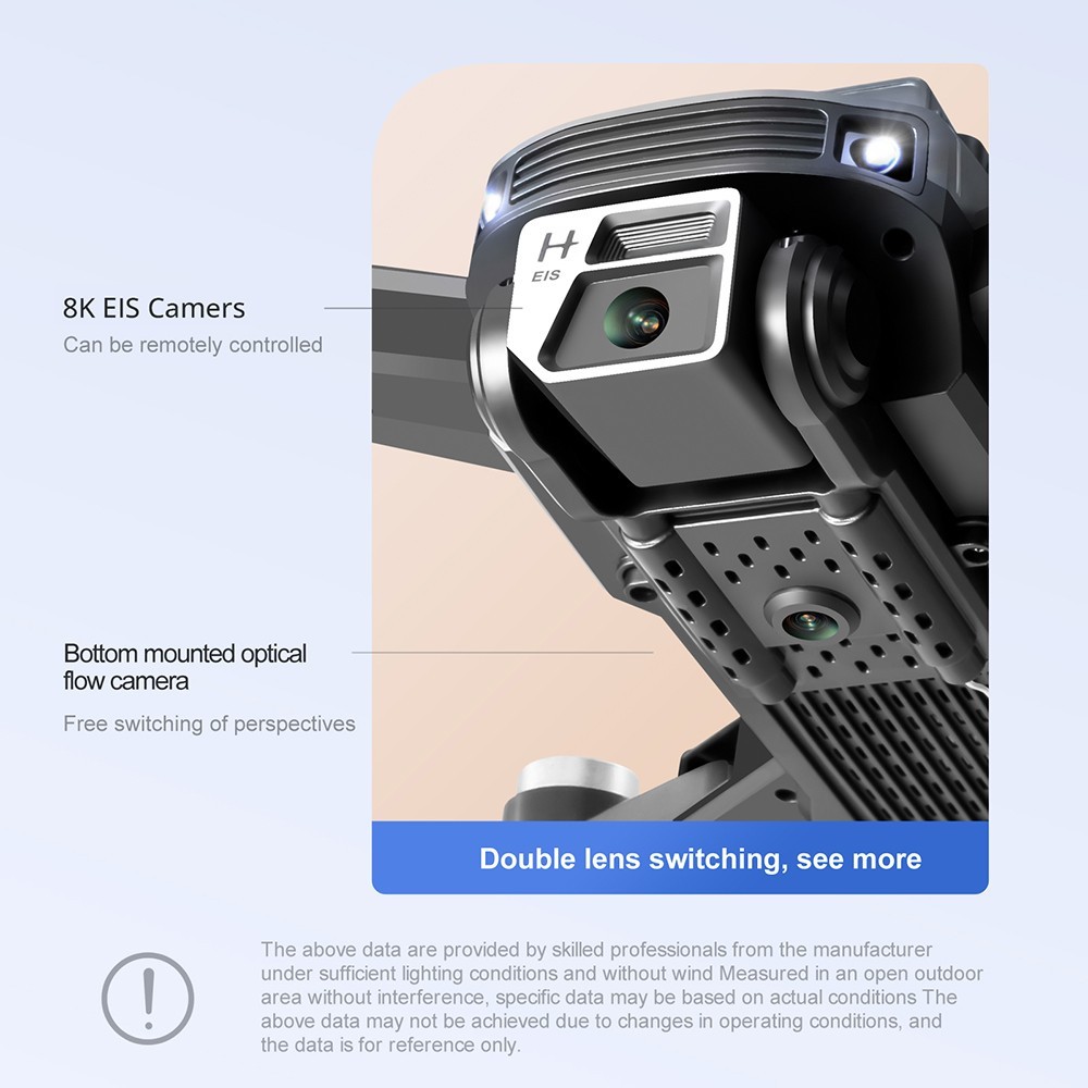 S99 Max RC Drone Dual 4K HD WiFi FPV 2.4GHz 4-Sided Obstacle Avoidance With Light 1 Battery - Grey