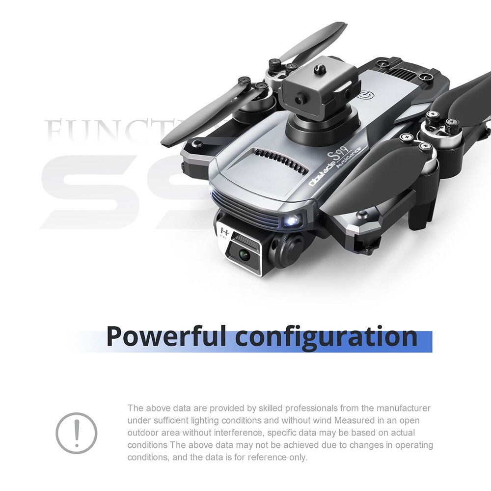 S99 Max RC Drone Dual 4K HD WiFi FPV 2.4GHz 4-Sided Obstacle Avoidance With Light 1 Battery - Grey