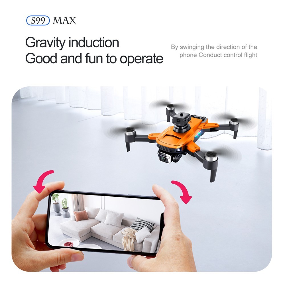 S99 Max RC Drone Dual 4K HD WiFi FPV 2.4GHz 4-Sided Obstacle Avoidance With Light 1 Battery - Grey