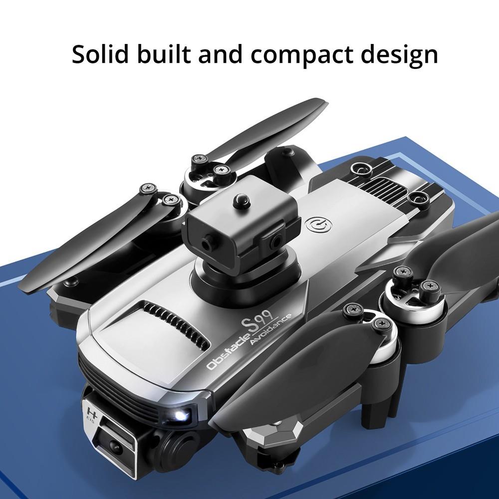 S99 Max RC Drone Dual 4K HD WiFi FPV 2.4GHz 4-Sided Obstacle Avoidance With Light 2 Batteries - Orange