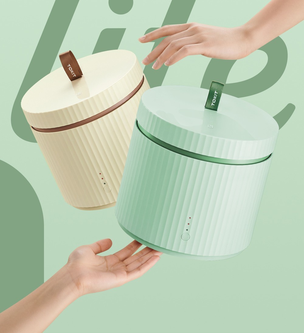 TOKIT Mini Rice Cooker, 1.5L Capacity for 1-3 People, Ceramic Coated Non-Stick Inner - Green