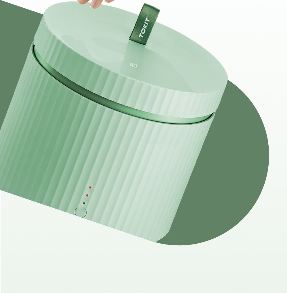 TOKIT Mini Rice Cooker, 1.5L Capacity for 1-3 People, Ceramic Coated Non-Stick Inner - Green