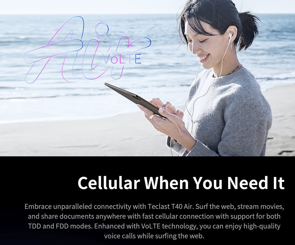 Teclast T40 Air 4G Tablet 10.4inch 2K Display Unisoc T616 Octa-core Processor 8GB RAM 256GB ROM Android 13 5G WiFi - US
