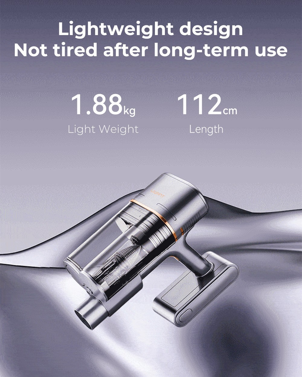 Uwant V100 Cordless Vacuum Cleaner with 4 in-1 All-round Base Station 200AW Suction Auto Power Adjust Double Dust Cup 4 Cleaning Modes Anti-Winding 2500mAh Battery 72 Mins Runtime LED Display - Grey