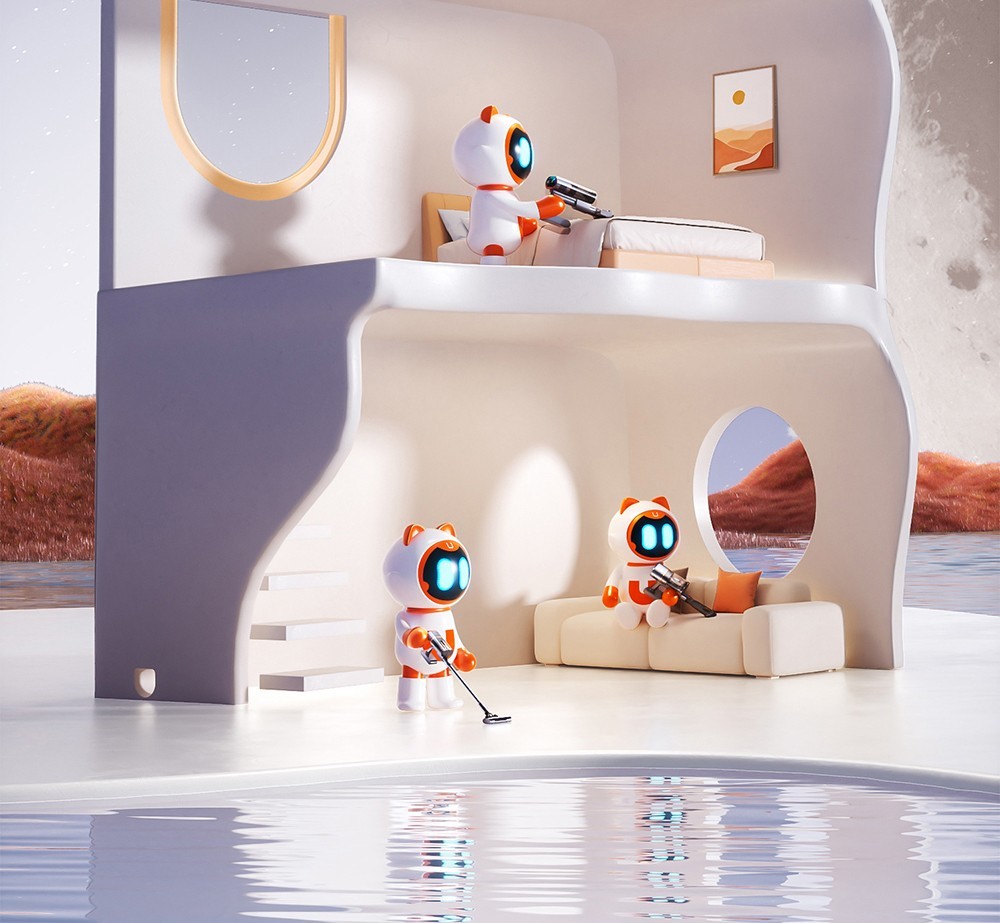 Uwant V100 Cordless Vacuum Cleaner with 4 in-1 All-round Base Station 200AW Suction Auto Power Adjust Double Dust Cup 4 Cleaning Modes Anti-Winding 2500mAh Battery 72 Mins Runtime LED Display - Grey