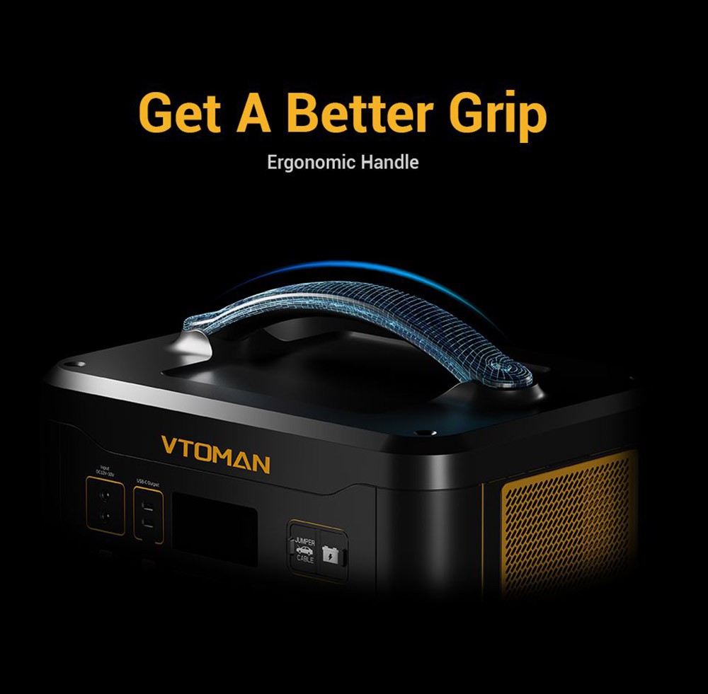 VTOMAN JUMP 1000 Portable Power Station, 1408Wh LiFePO4 Solar Generator, 1000W AC Output, Expandable to 2956Wh, 12V Jump Starter, LED Flashlight, 12 Ports