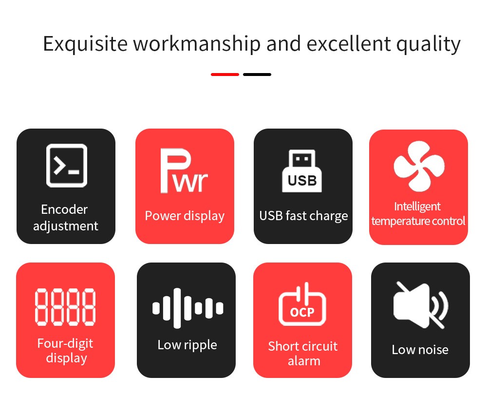WANPTEK WPS605 Programmable Regulated DC Power Supply, 60V 5A, Encoder Adjustment, USB Fast Charge, Intelligent Temperature Control, 4-Digit Display, Low Ripple, Low Noise White - US Plug
