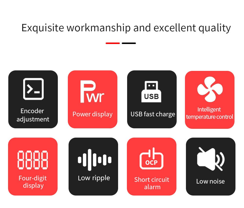 WANPTEK WPS3010 Programmable Regulated DC Power Supply, 30V 10A, Encoder Adjustment, USB Fast Charge, Intelligent Temperature Control, 4-Digit Display, Low Ripple, Low Noise Black - UK Plug