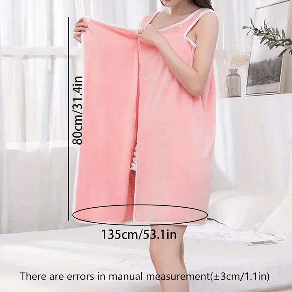 80*135cm Wearable Bowknot Coral Velvet Bath Towel for Adults - Light Pink