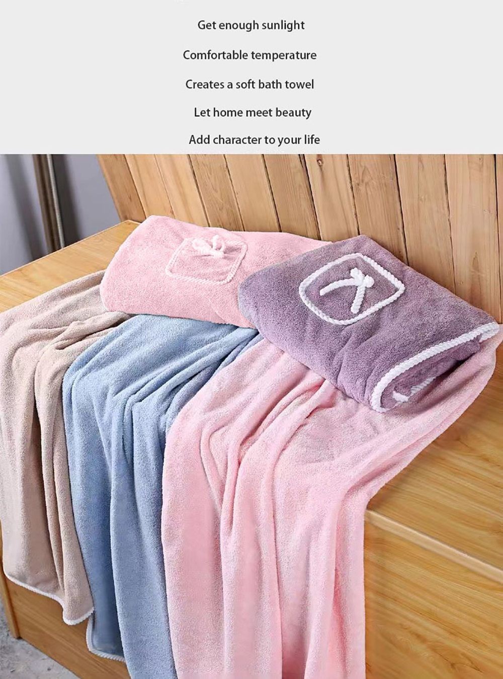 80*135cm Wearable Bowknot Coral Velvet Bath Towel for Adults - Light Pink