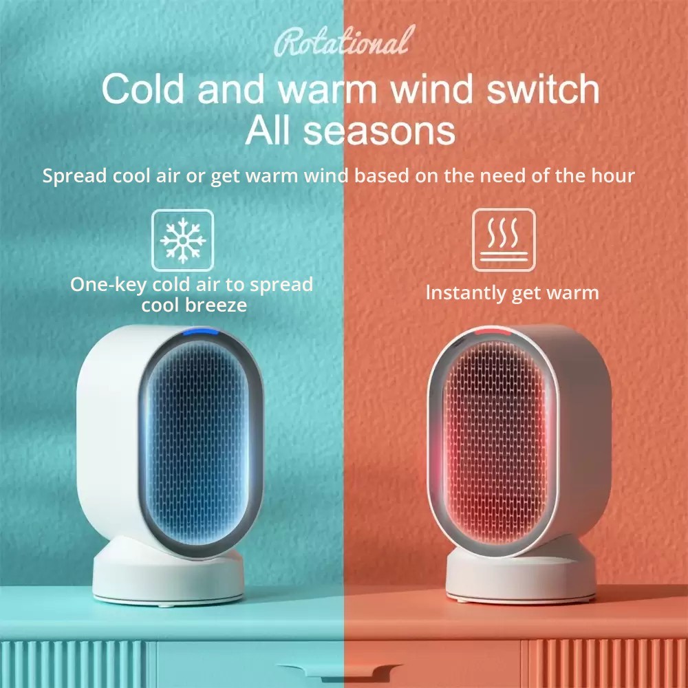 Douhe Desktop Electric Heater, Warm Cold Wind Switch, 45 Degree Wide Angle, Touching Operation