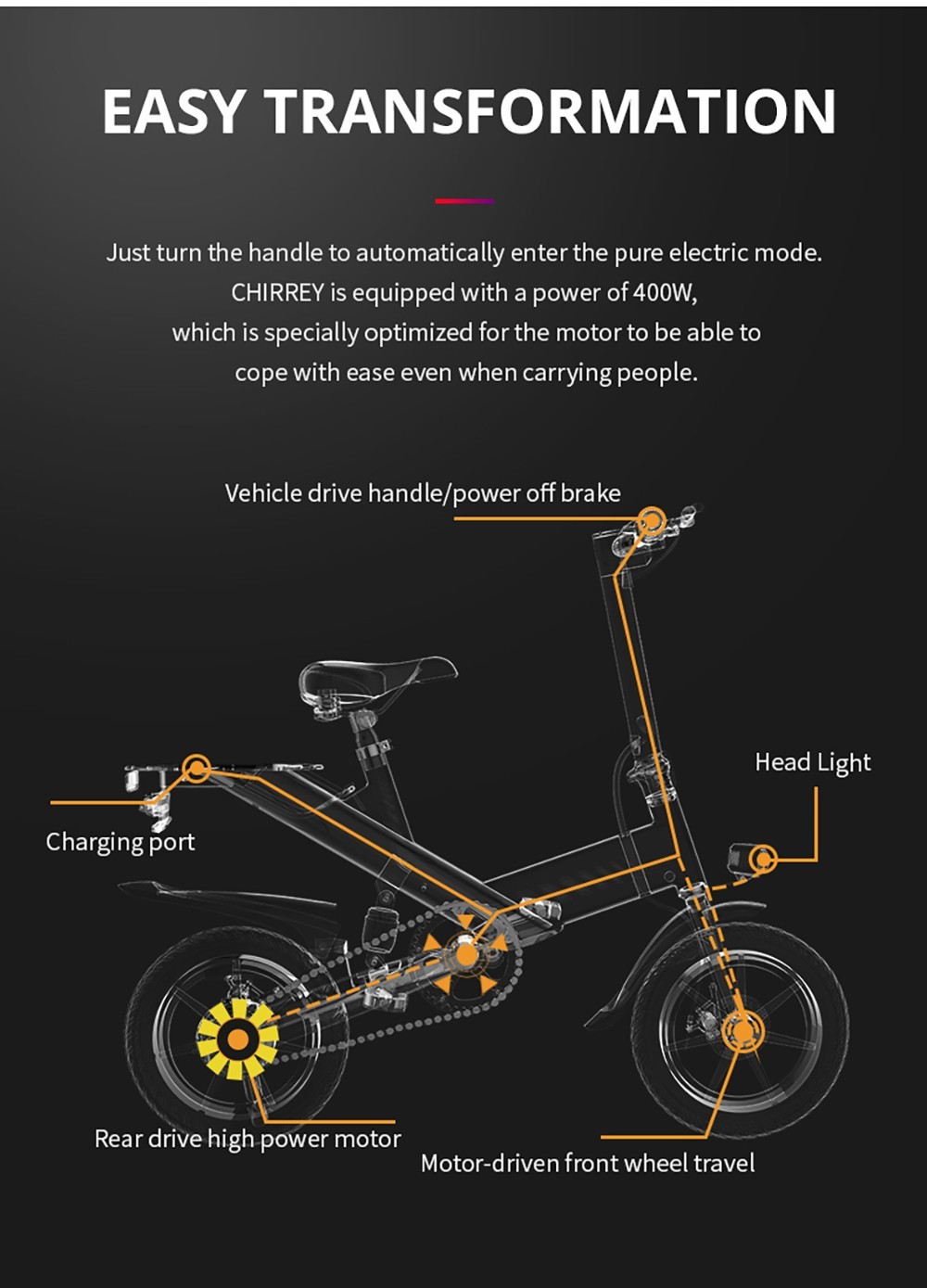 Y1S Electric Bike 12 inch Tire 250W Brushless Motor (Peak 350W), 25km/h Max Speed, 36V 10.4Ah lítiová batéria s dojazdom 45 km - čierna