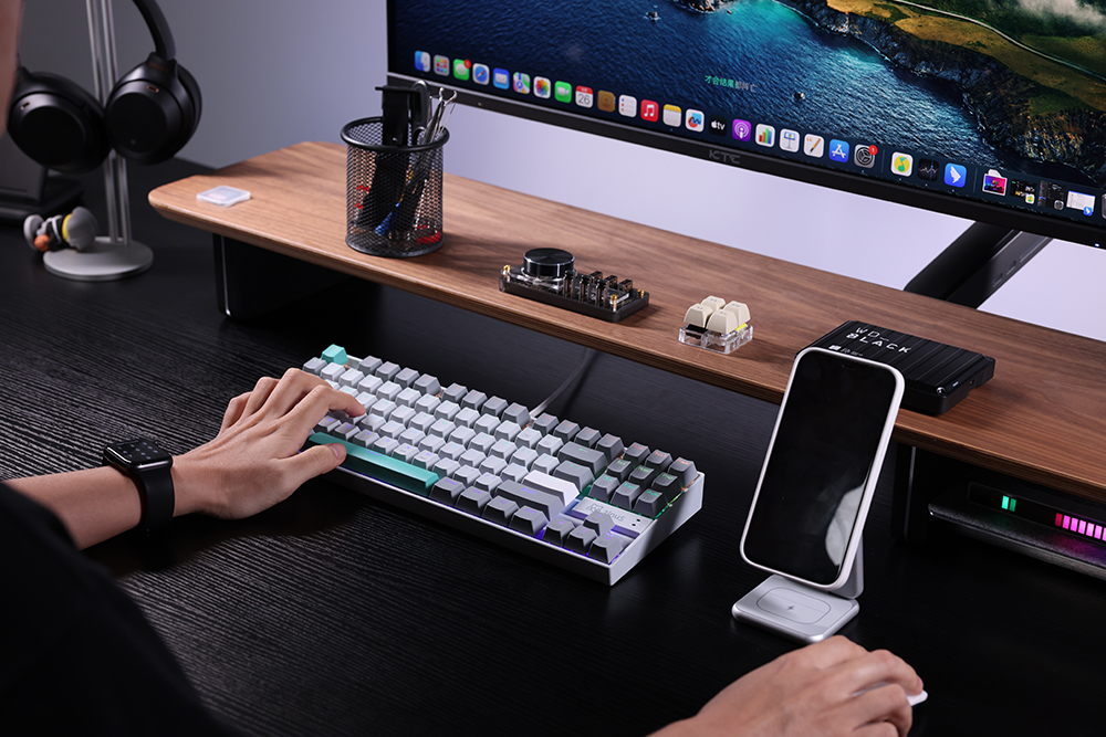 3inuS 87-Key 5-in-1 Mechanical Keyboard Hub Dual USB-C Cable Hot-Swappable - Red Switches