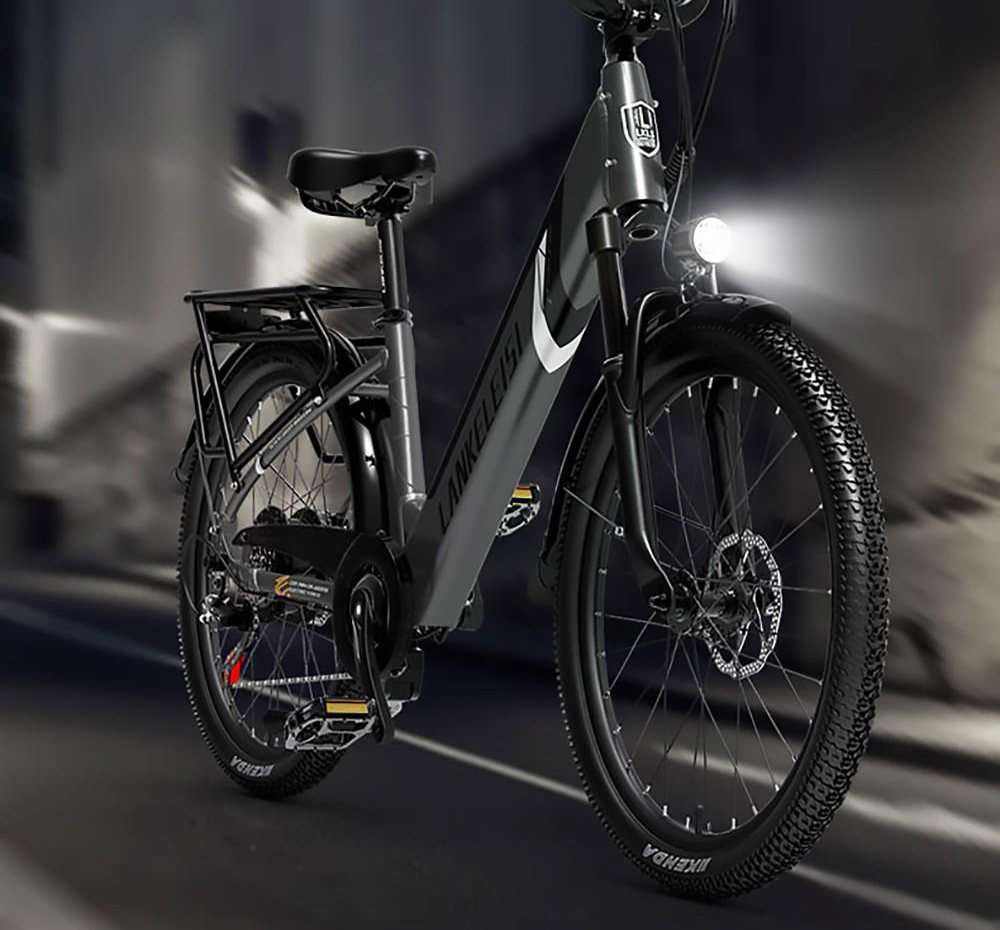 LANKELEISI ES500PRO Electric Bike 500W Motor 48V 14.5Ah Battery 24'' Tire 32km/h Max Speed Shimano 7 Speed Gear - Grey
