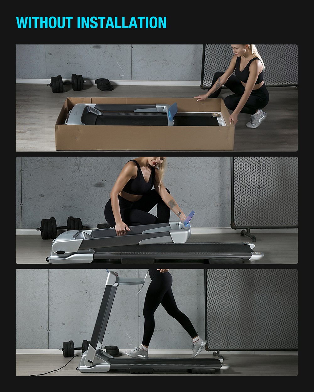 XQIAO OVICX Q2S Plus Smart Folding Walking Running Machine Ultra-Thin Treadmill Gym Equipment With Smart Deceleration, APP KINOMAP & ZWIFT Video/Coach, LED Display From Xiaomi Youpin - EU Version