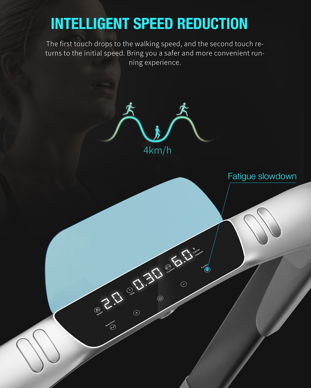 XQIAO OVICX Q2S Plus Smart Folding Walking Running Machine Ultra-Thin Treadmill Gym Equipment With Smart Deceleration, APP KINOMAP & ZWIFT Video/Coach, LED Display From Xiaomi Youpin - EU Version