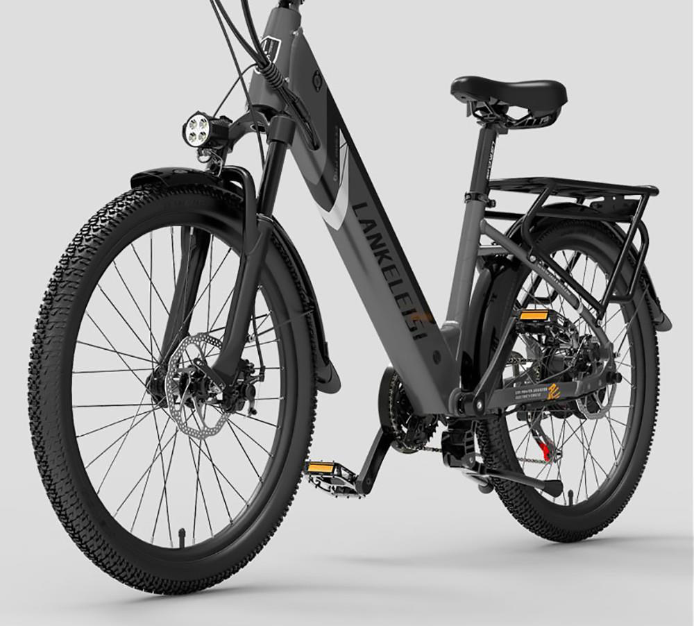 LANKELEISI ES500PRO Electric Bike 500W Motor 48V 14.5Ah Battery 24'' Tire 32km/h Max Speed Shimano 7 Speed Gear - Grey