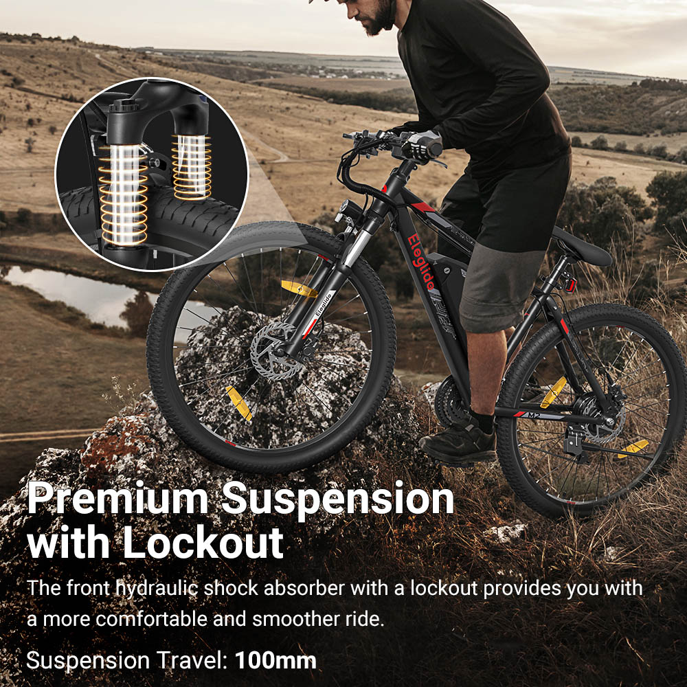 2PCS Eleglide M2 Electric Bike 27.5 inch Pneumatic Rubber Tire 250W Motor 25km/h Speed 36V 15Ah Battery 125km Range 120kg Load Shimano 24-Speed Gear Hydraulic Disc Brakes with APP Control Electric Bicycle