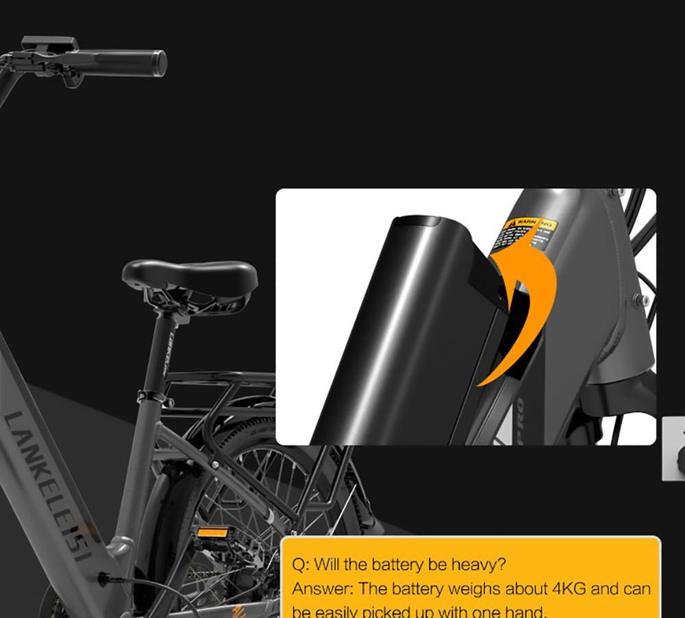 LANKELEISI ES500PRO Electric Bike 500W Motor 48V 14.5Ah Battery 24'' Tire 32km/h Max Speed Shimano 7 Speed Gear - Grey